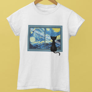 Cat & The Starry Night Women's T-Shirt