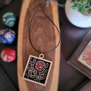 Fabric Kalamkari Wooden Framed Pendant