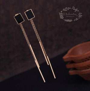 Stud And Long Chain Stainless Steel Earring