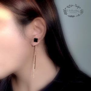 Stud And Long Chain Stainless Steel Earring