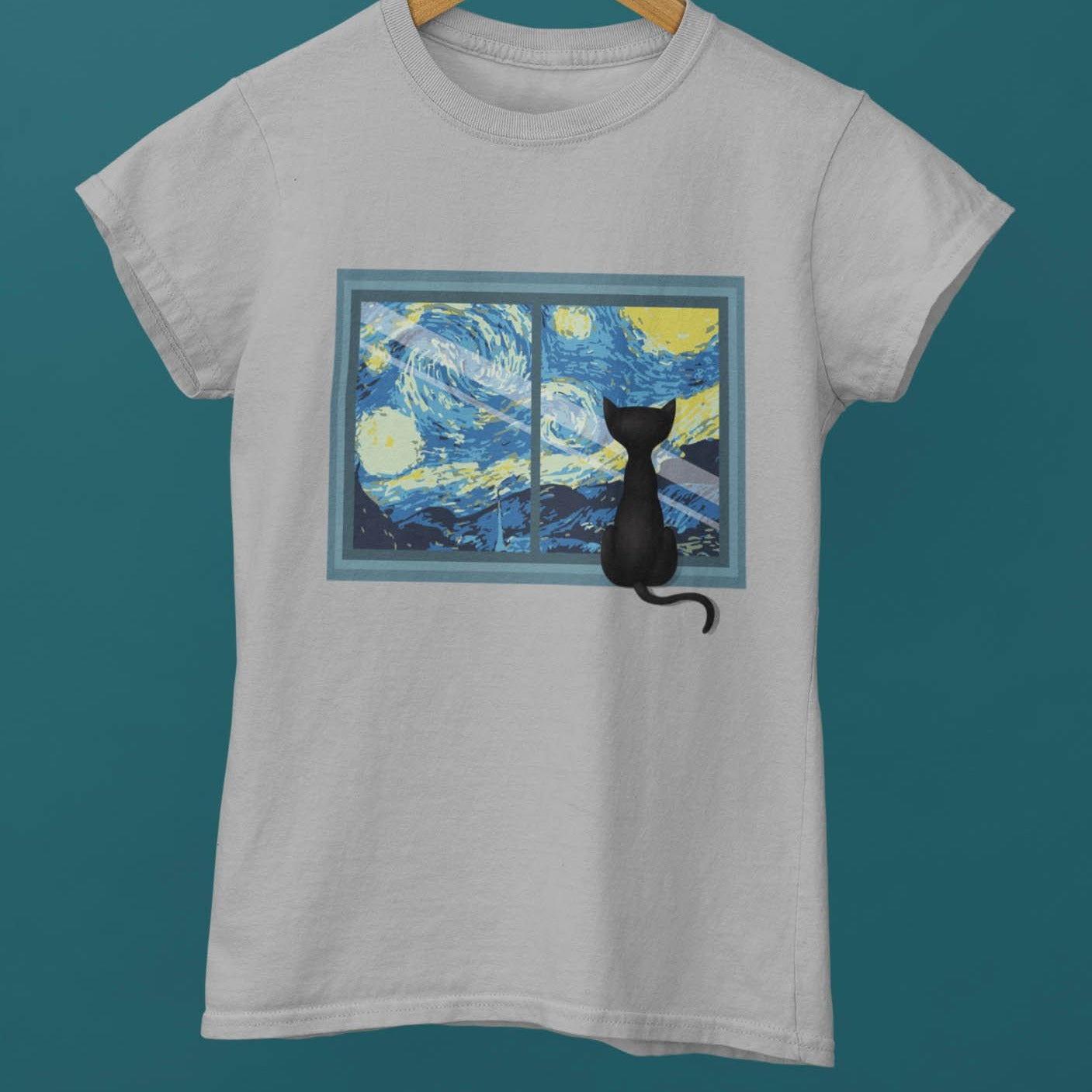 Cat & The Starry Night Women's T-Shirt