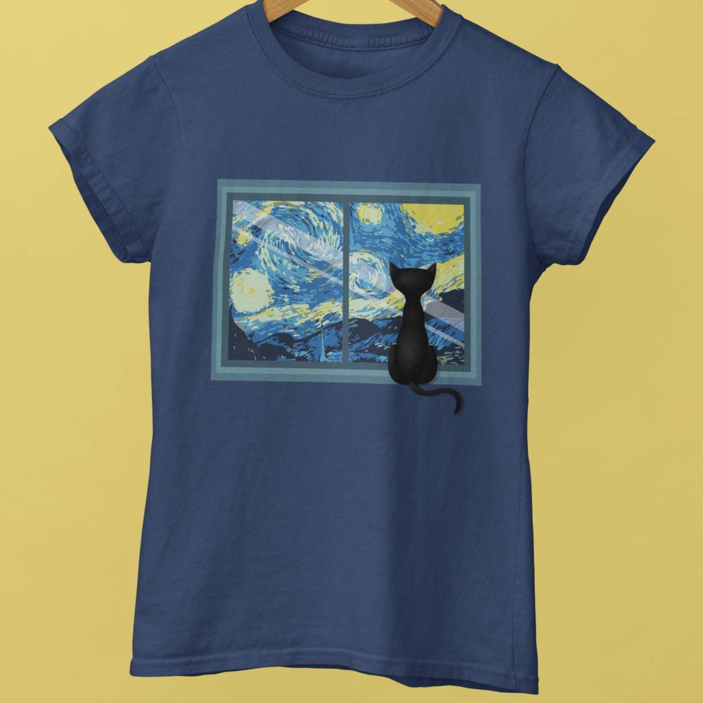 Cat & The Starry Night Women's T-Shirt