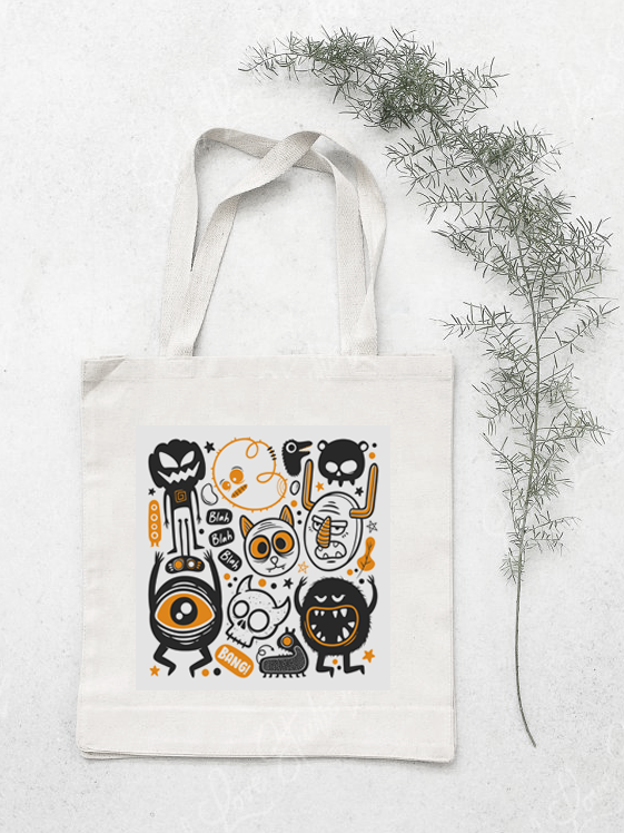 Cute Monsters Cotton Tote Bag