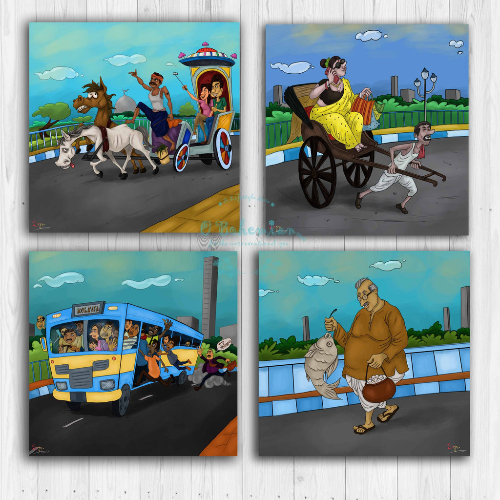 Kolkata Scenes Coasters Set