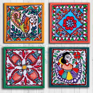 Madhubani art tea coaster set