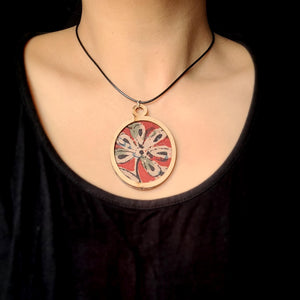 Wooden Framed Kalamkari Oval Pendant