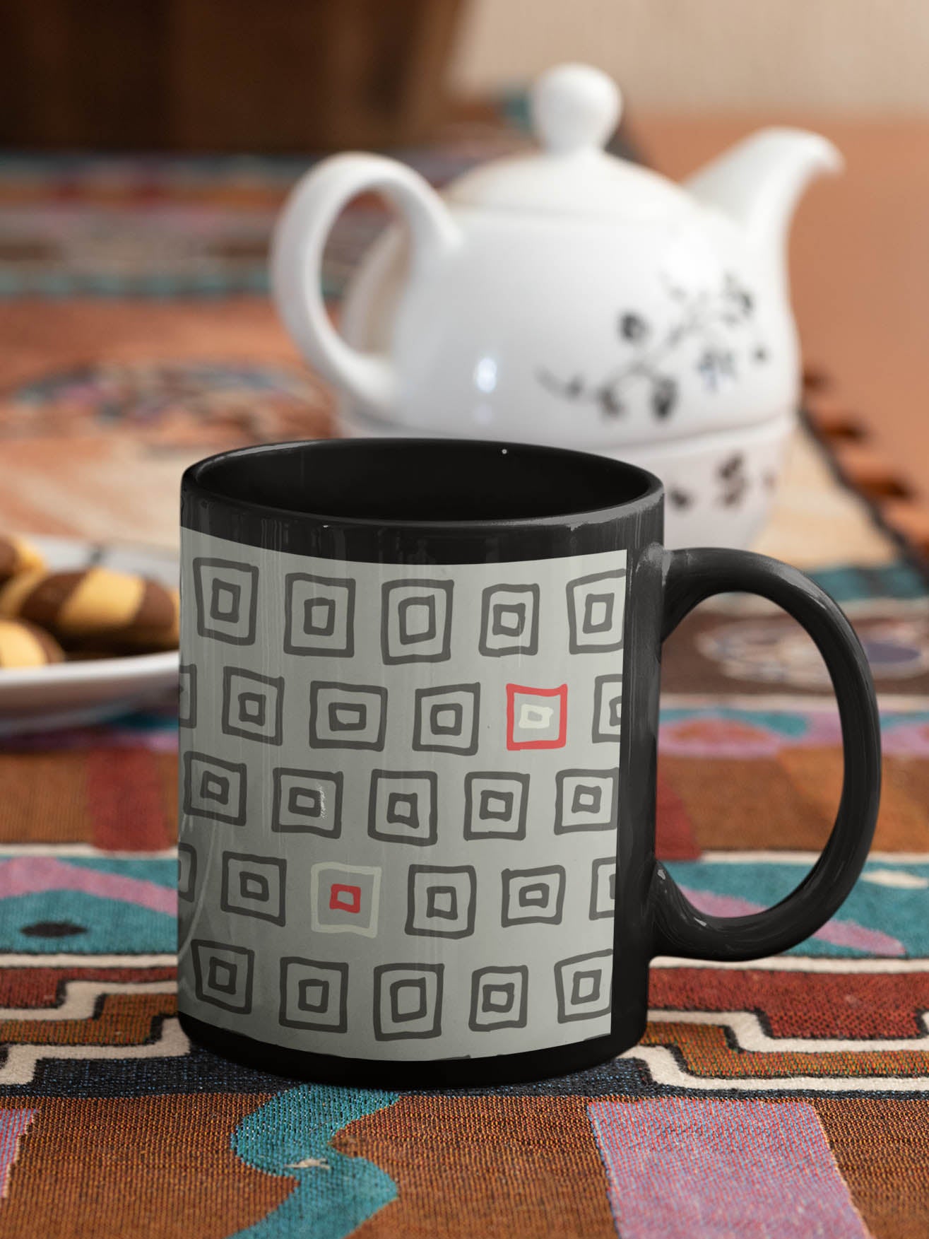 The Squarey Tale Black Coffee Mug